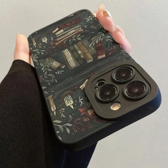 New, IPhone 14 Pro Max silicon cell phone case books greenery & candles - Picture 3 of 6